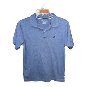Nautica Boy’s Long Sleeve Heather Blue Polo Shirt‎